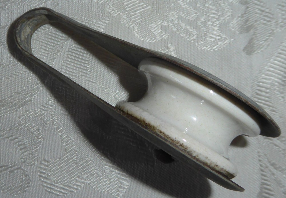 Vintage Small Pulley with Porcelain Wheel