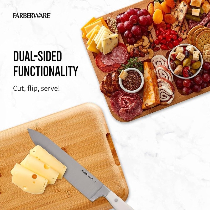 Dual Function Bamboo Cutting Board W/ Clear Locking Lid Charcuterie & Snacks New