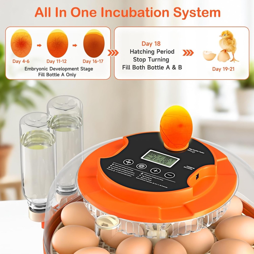 18 Egg Incubators for Hatching Eggs, Automatic Egg Turning and Humidity Control