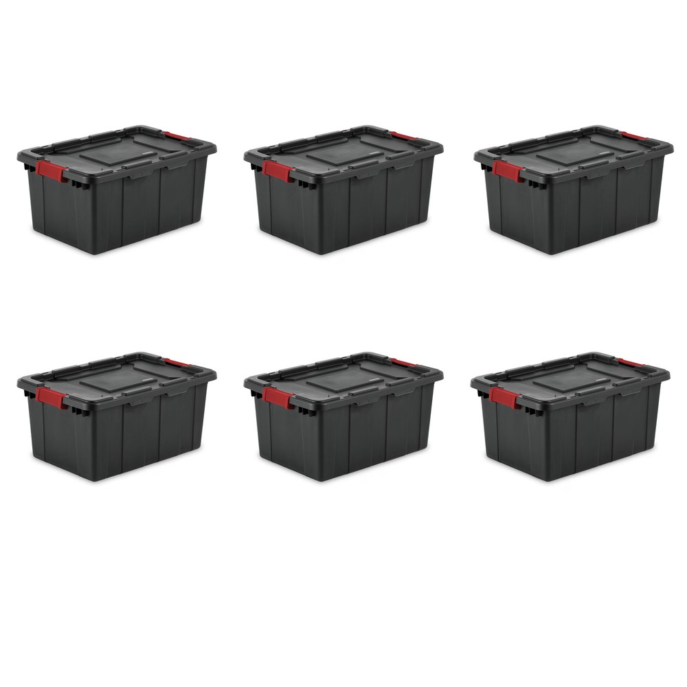 Sterilite Industrial Storage Bin,15 Gallon Rugged Plastic Tote 6 Pack