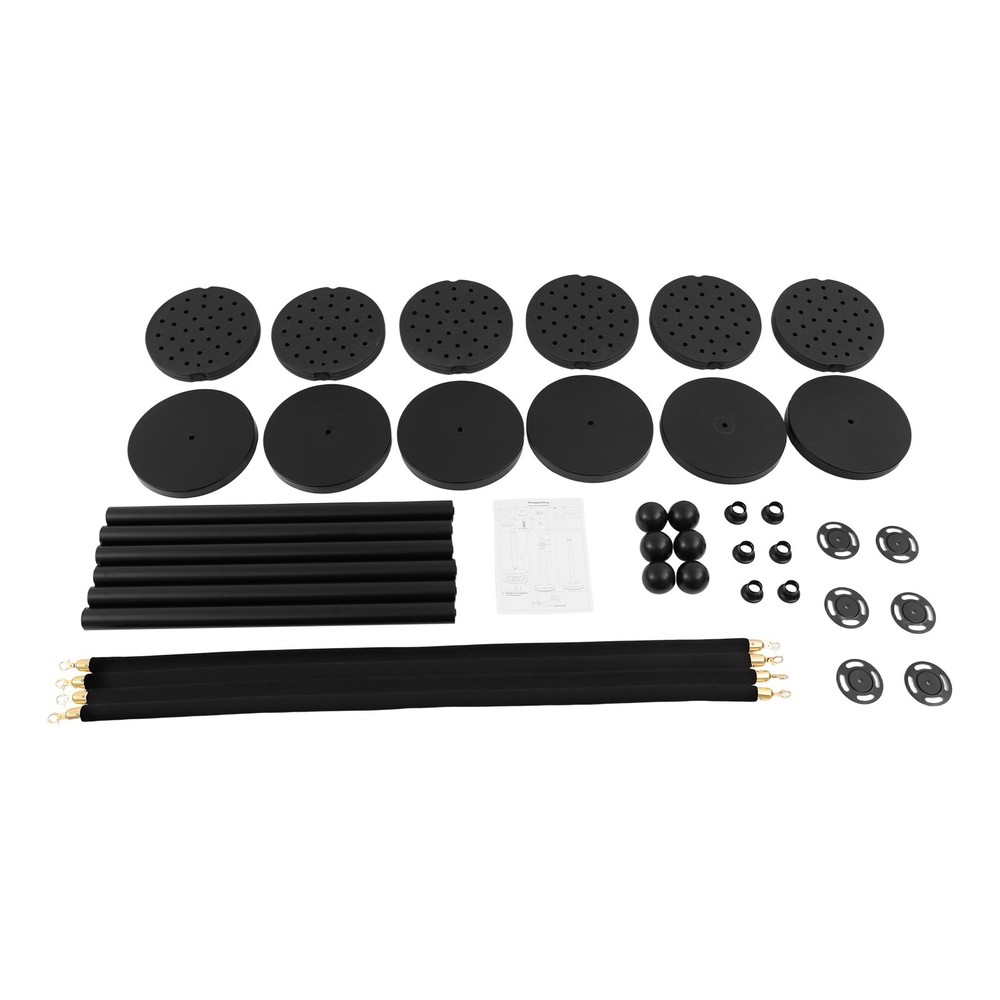 6Pcs Black Stanchion Posts Queue Pole Ropes Crowd Control Barrier Stanchion