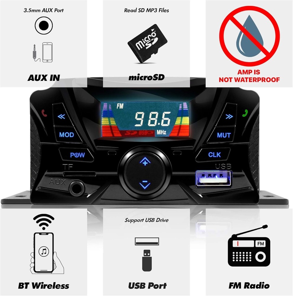 Dynamic Bluetooth Motorcycle Speakers with Weatherproof Design & Easy Setup