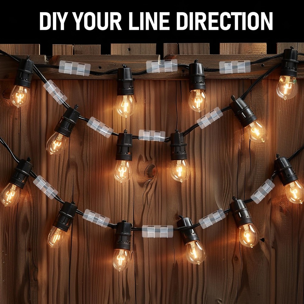 60 Pcs Outdoor String Light Hooks Adhesive Clips for Rope String Xmas Lights