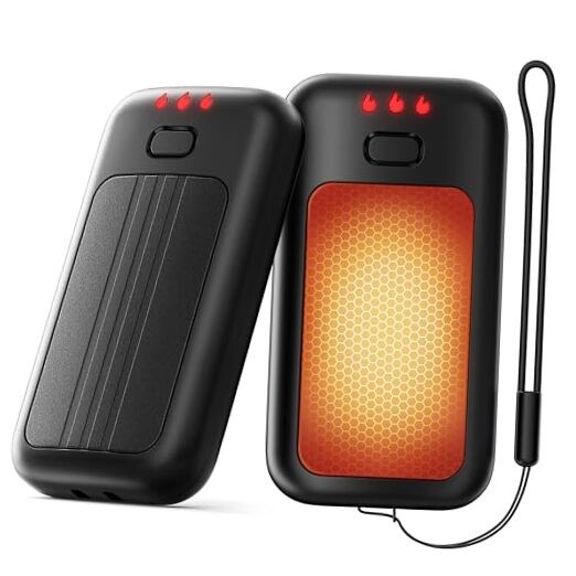 Hand Warmers, 2 Pack Rechargeable Hand Warmer, Pocket Heating Electric Black