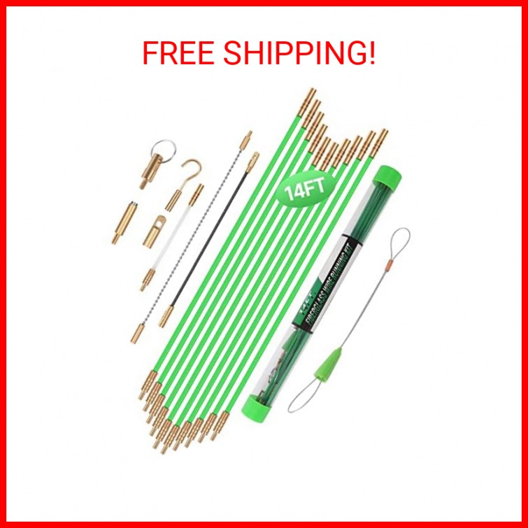 14FT Fiberglass Running Electrical Wire Cable Glow Rods Wire Pulling, Fish Rods