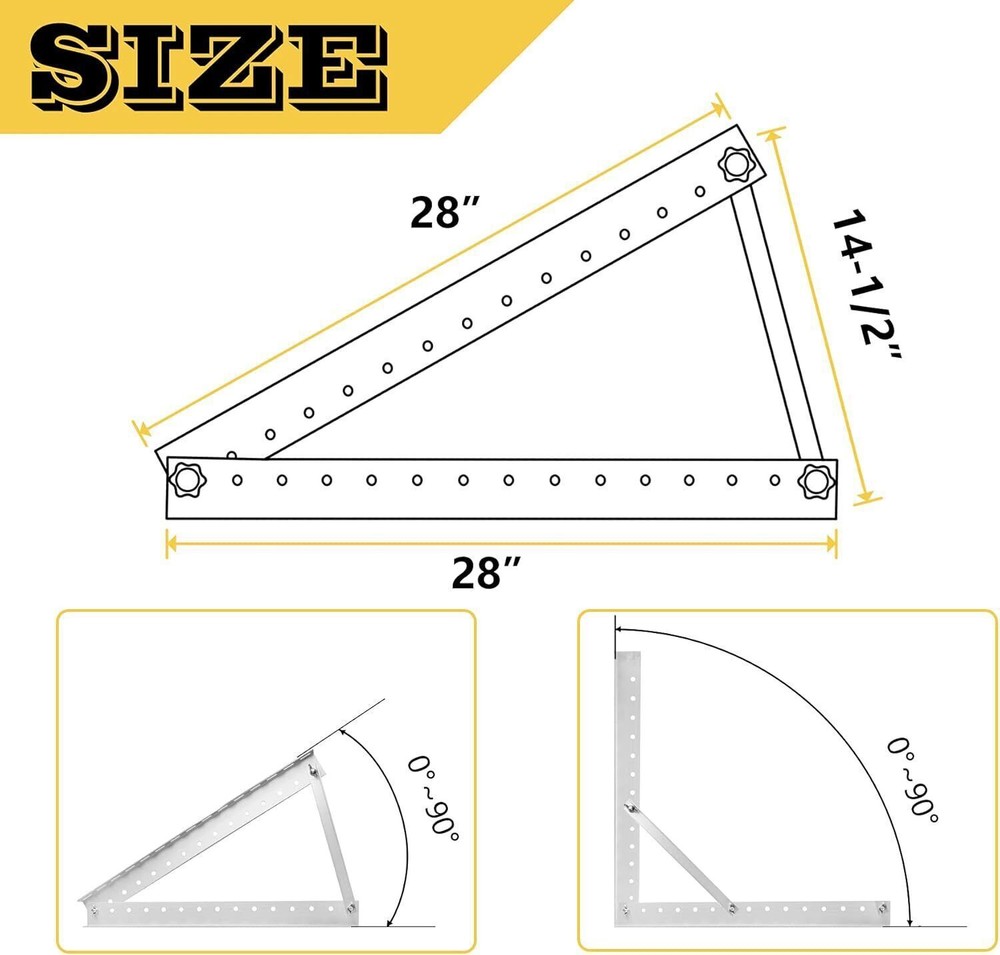 4PCS Solar Panel RV Tilt Mount Brackets Rooftop Flat Surface Adjustable Frame US