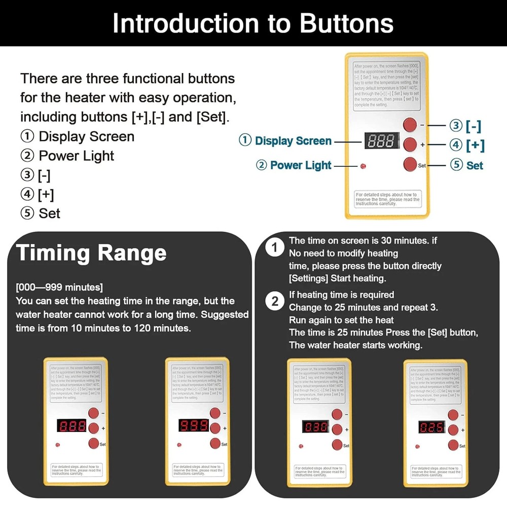 Immersion Water Heater, 2000W Portable Water Heater with LCD Thermostat, 304 Sta
