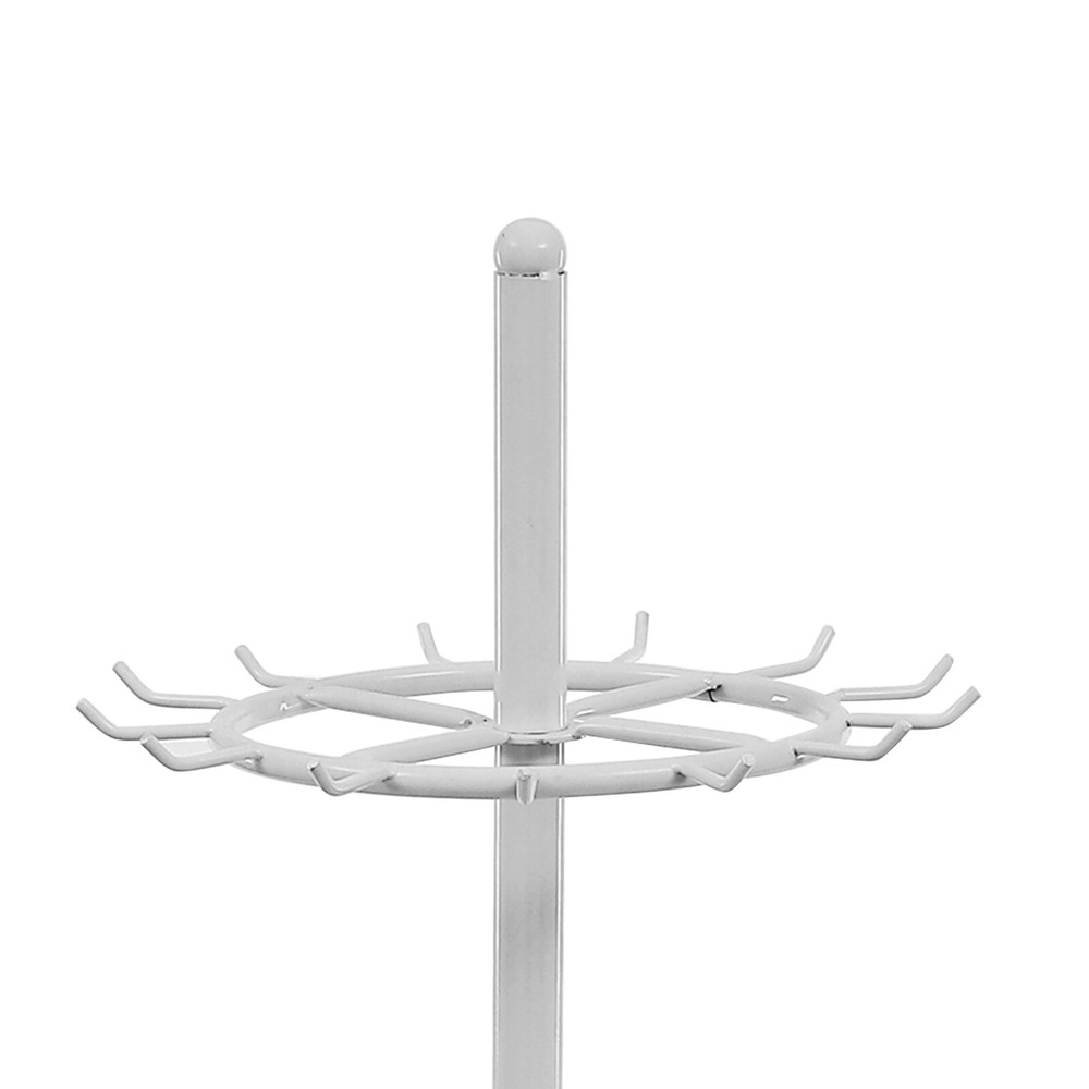 2-tier Tie Rack Floor Stand Belt Hanger Display Shelf 31 Hooks Adjustable FeetUS