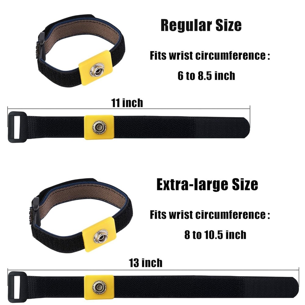 Anti Static Wrist Strap, 11" Wristband Regular Size, Yellow