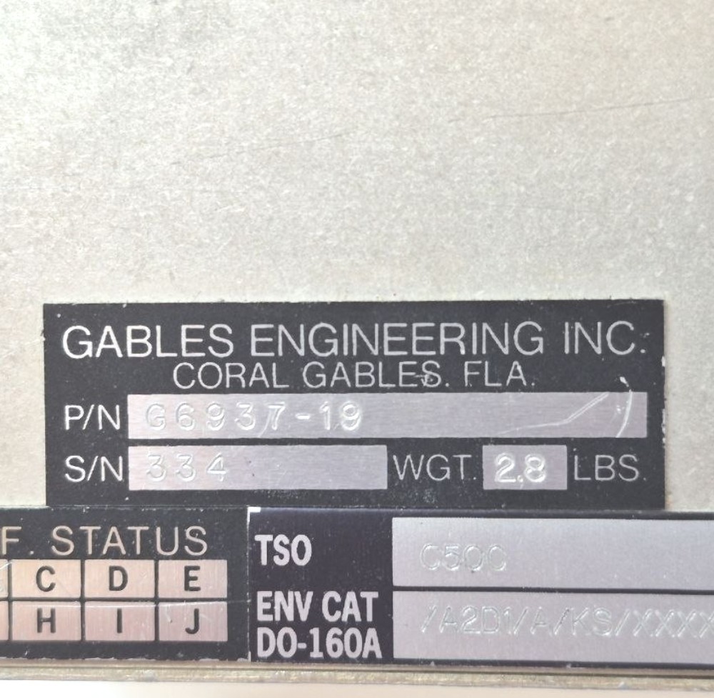 Gables G6937-19 Aircraft Audio Control Panel