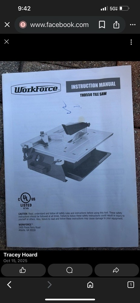 Workforce THD550 7-inch Wet Tile Sawa