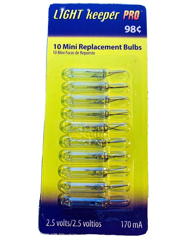 2.5 volt Christmas Light Bulbs Clear Mini 10 pack for 50 100 150 strings T5