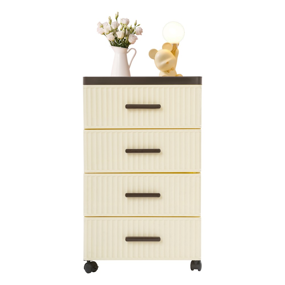 PP 4 Tier Drawer Storage Organizer, Storage Cabinet with 4 Universal Wheels
