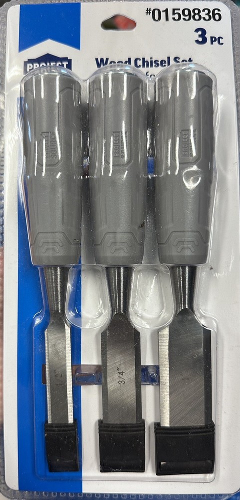 Project Source ~ 3-Piece Wood Chisel Set ~ 1/2” 3/4” & 1” ~ #0159836 New