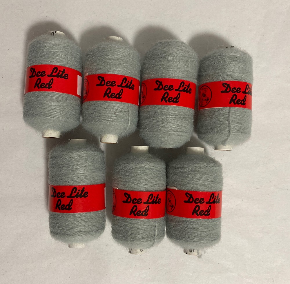 DEE LITE RED Label Thread Lot of 7 Spools Punch Needle Gray 31