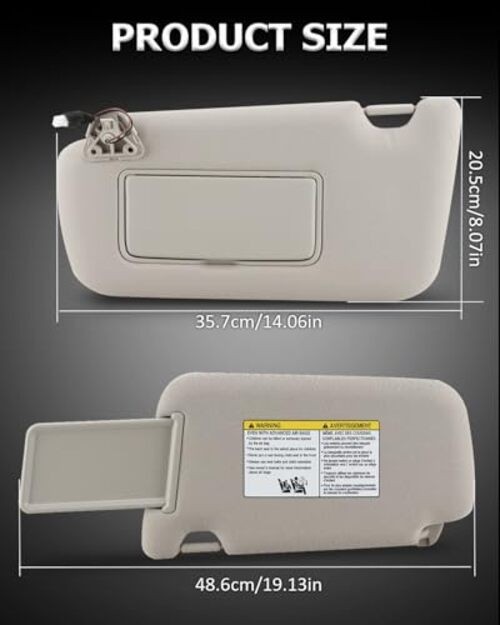 Left Driver Side Sun Visor with Lighted Mirror Compatible with 2013-2019 LEFT