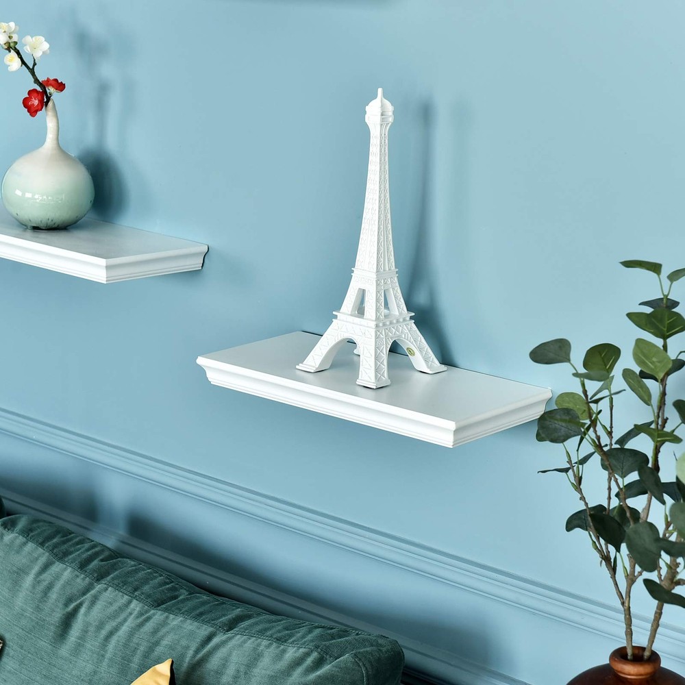 8" Deep Floating Shelves Wall Mounted Shelf (White, 16inch)
