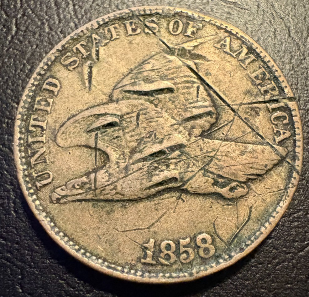 1858 one cent USA flying eagle large letters