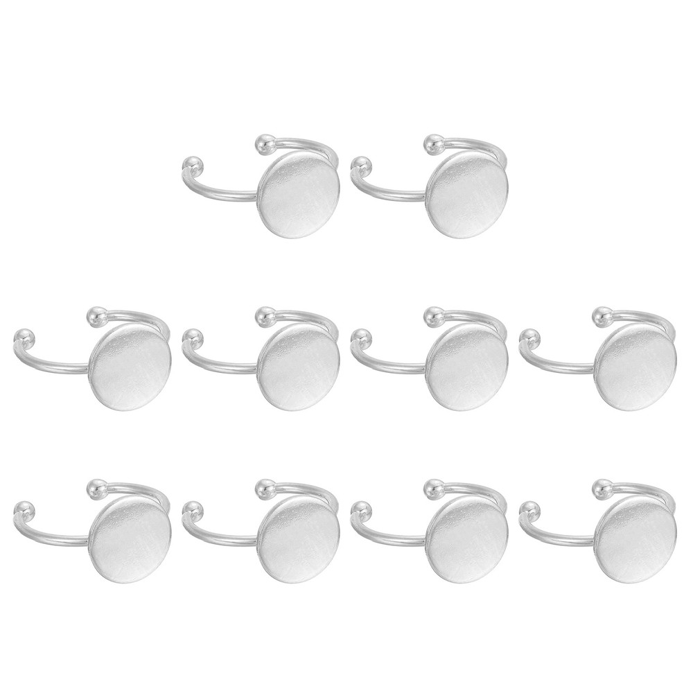10 Pcs Metal Base Blank, 12mm Adjustable Pad Blank Base, Silver