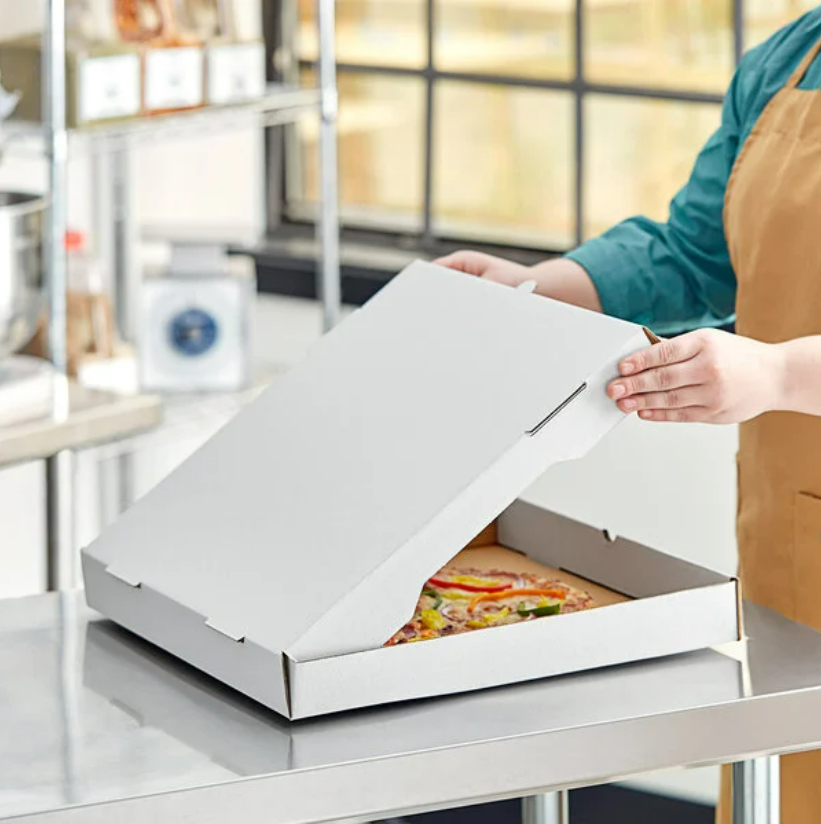 (50-Case) 16" x 16" x 2" White Corrugated Plain Pizza Bakery Square Take-Out Box