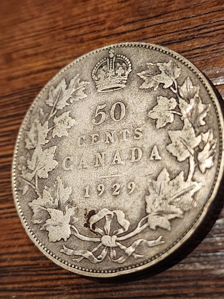 1929 Canada 50 Cents Silver Coin