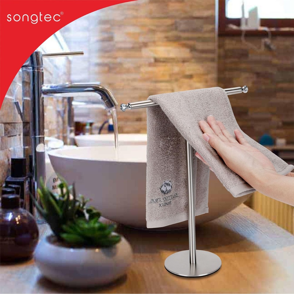 Hand Towel Holder Stand with Crystal knobs, Fingertip Towel Rack, Rust-Proof ...