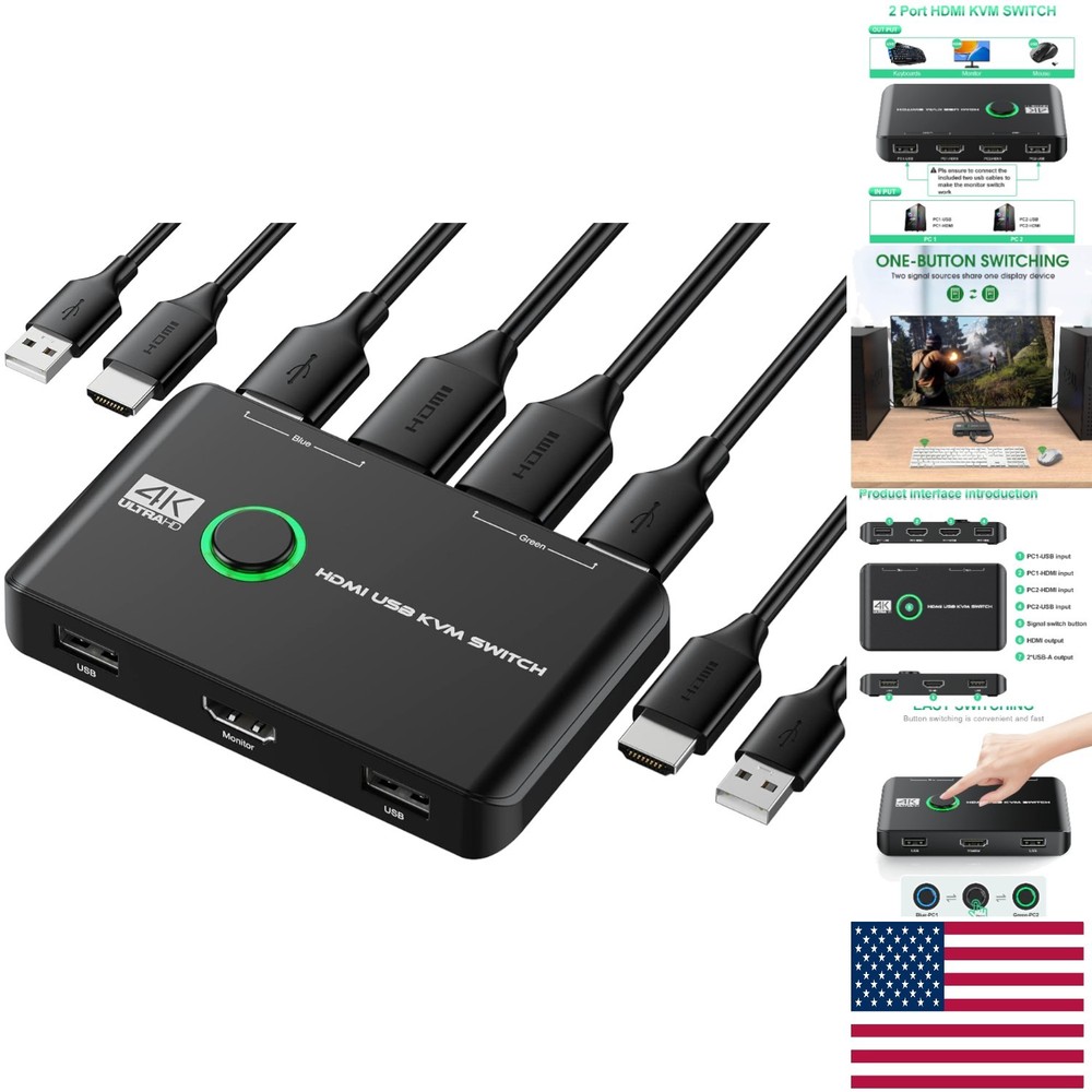 High-Performance 4K KVM Switcher - HDMI & USB for Seamless Device Sharing