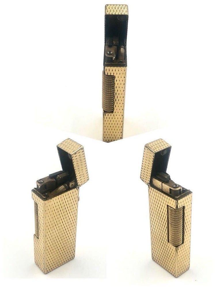 Dunhill Roller Gas Lighter Textured Gold Hardware Used