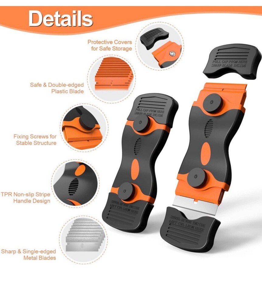Razor Blade Scraper 2PC Tool Set For Removing Label Registration Sticker Decal