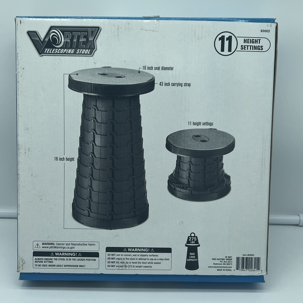 Vortex Telescoping Stool Chair Light Weight “11 Height Settings”