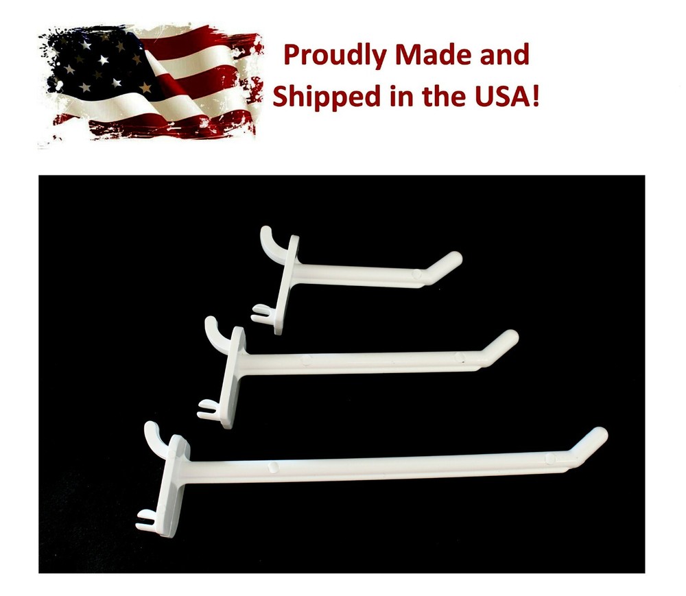 2" 4" 6" White Plastic Pegboard Hooks Garage/Tools/ Storage/Crafts/75 100 packs