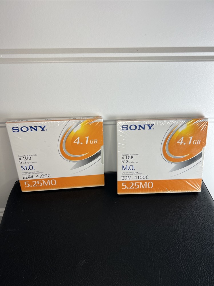 Two SONY EDM-4100C 4.1GB  MAGNETO OPTICAL DISK 512 BYTE New SEALED