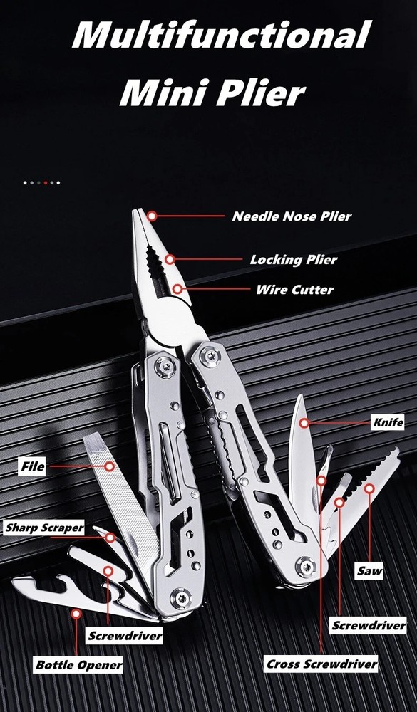 14-in-1 MINI Multitool Pliers Rugged & Foldable Portable Pocket Camping Tools US