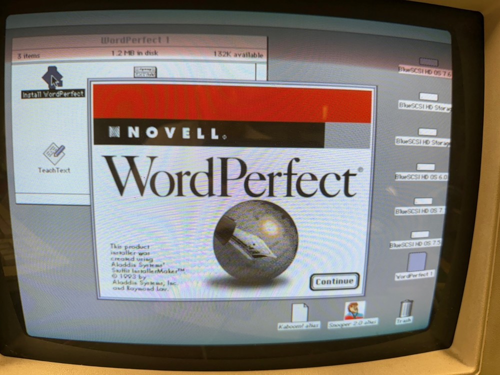 Vintage Macintosh software : Word Perfect v3.1
