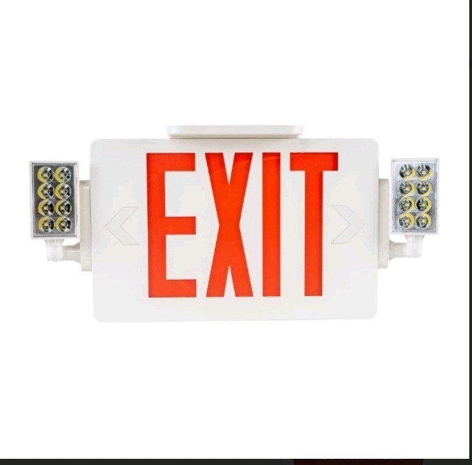 Gruenlich LED Combo Emergency EXIT Sign W/ 2 Adjustable Head Lights Double Face