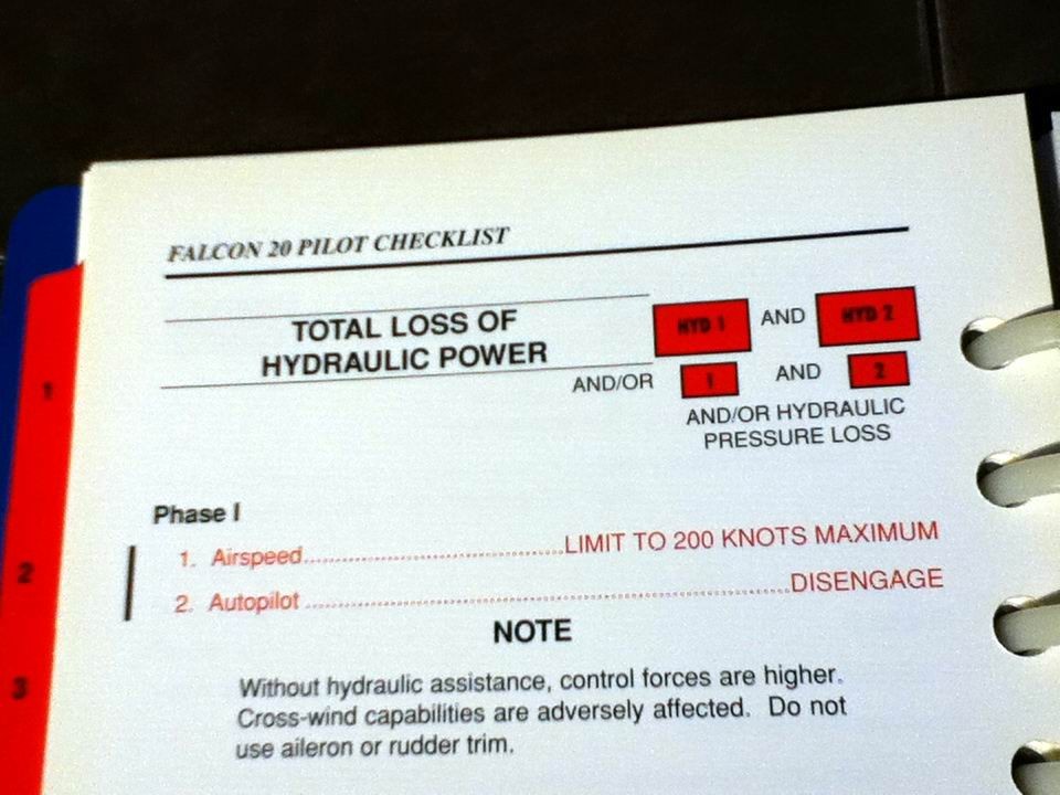 Falcon 20 Models C, D, E & F Pilots Checklist