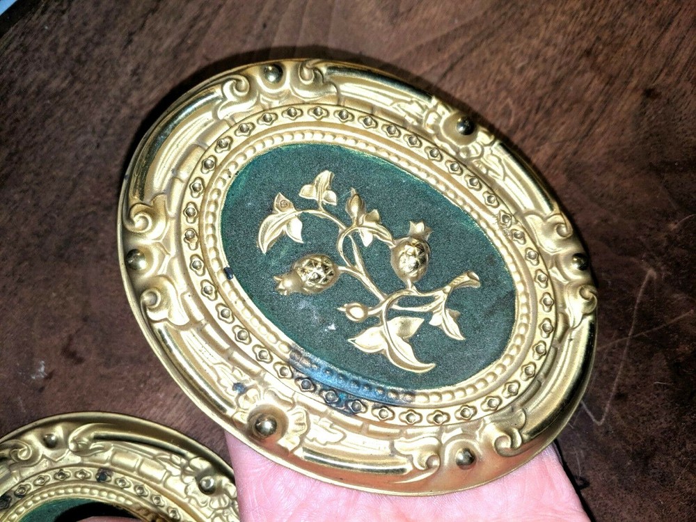 Gorgeous Antique Brass Architectural Element Repousse Drapery Holdbacks