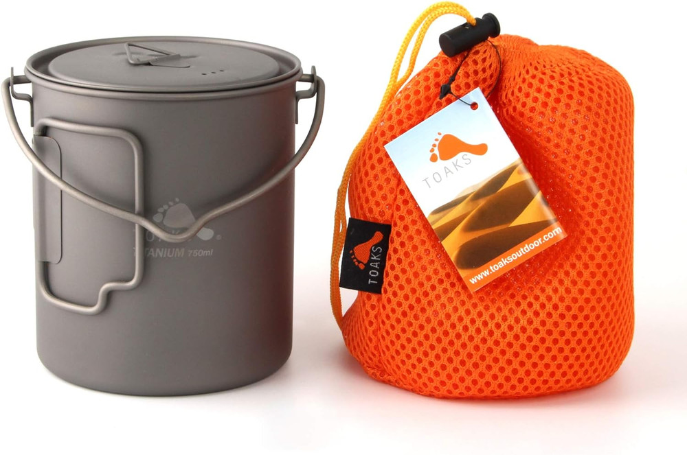 Titanium 750Ml Pot with Bail Handle for Ultralight Camping, Backpacking Cookware