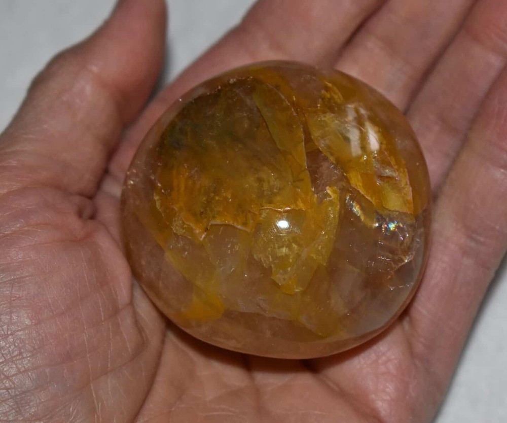 Yellow Hematoid Quartz Palm Stone #12