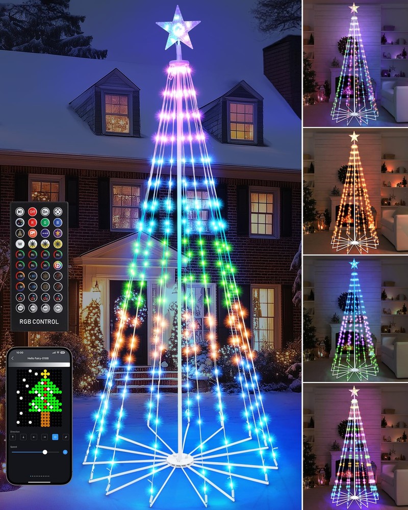 Brightever Smart Christmas Cone Tree, 7FT 295 LED Outdoor - Scratch & Dent