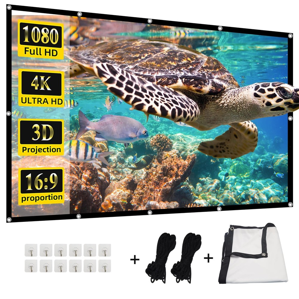 Projector Screen,4K 16:9 HD Rear Front Projectors Screen Foldable Projection ...
