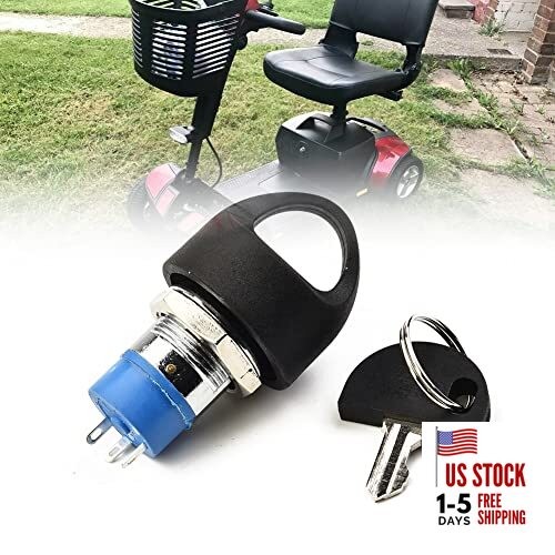 Ignition Switch with Key, Replacement Mobility Scooter Spare Start On/Off