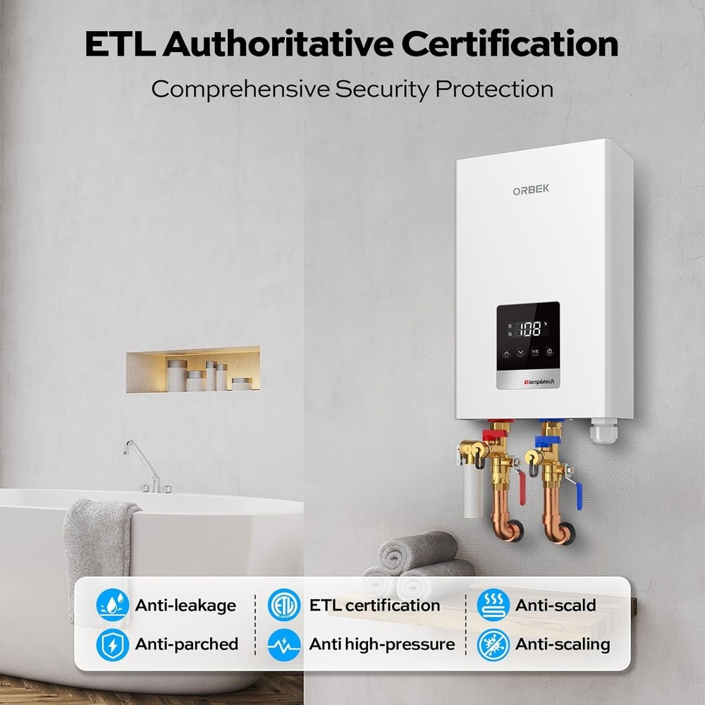 Used- 11KW Tankless Water Heater Electric Instant Hot On Demand Whole House 240V