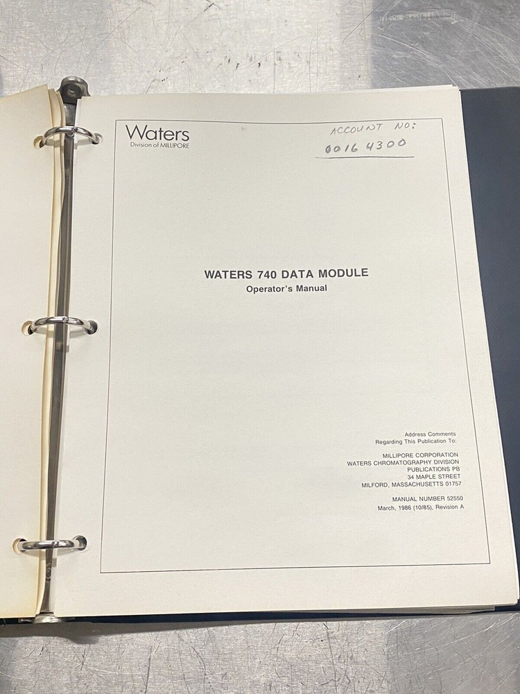 Waters 740 Data Module Chromatography - Users Guide / Instructions Manual