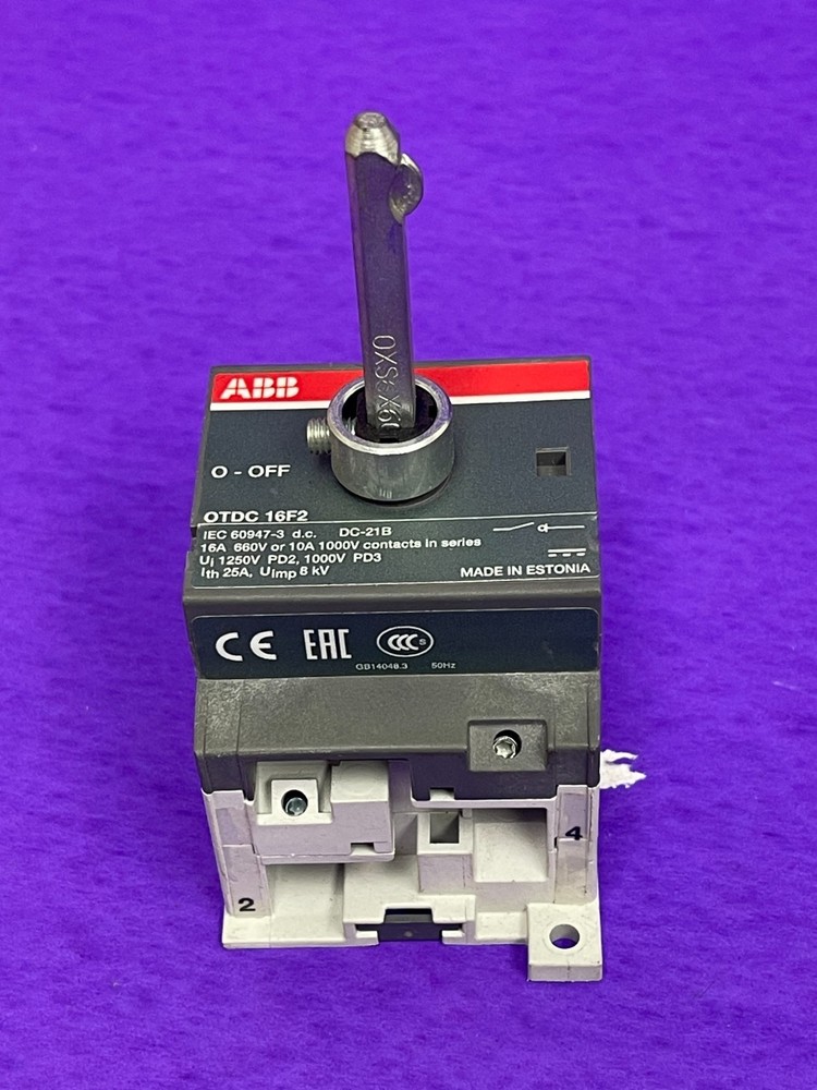 ABB OTDC16F2 DC Switch-Disconnector, 16A, 2-Pole, 1000VDC, Front Operated