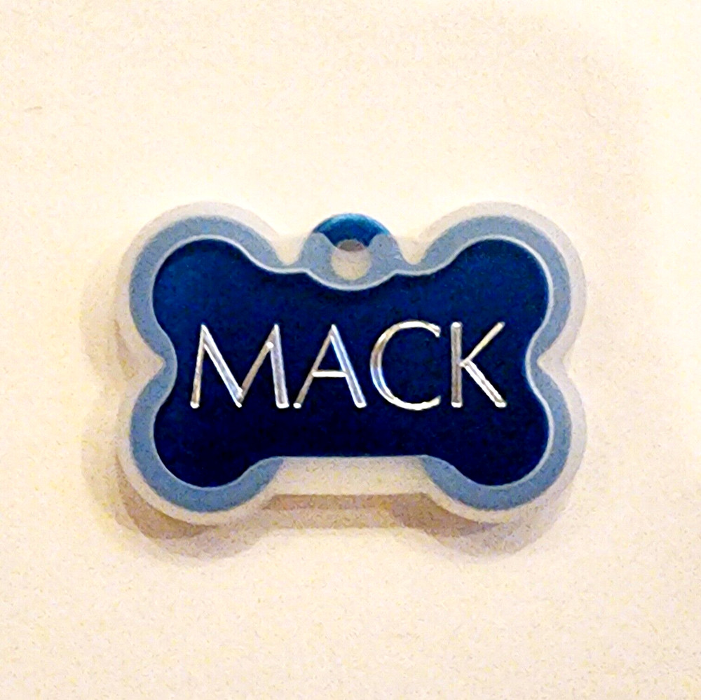 CUSTOM ENGRAVED PET TAG BLUE BONE SHAPE WITH SILENCER DOG  PERSONALIZED TAGS