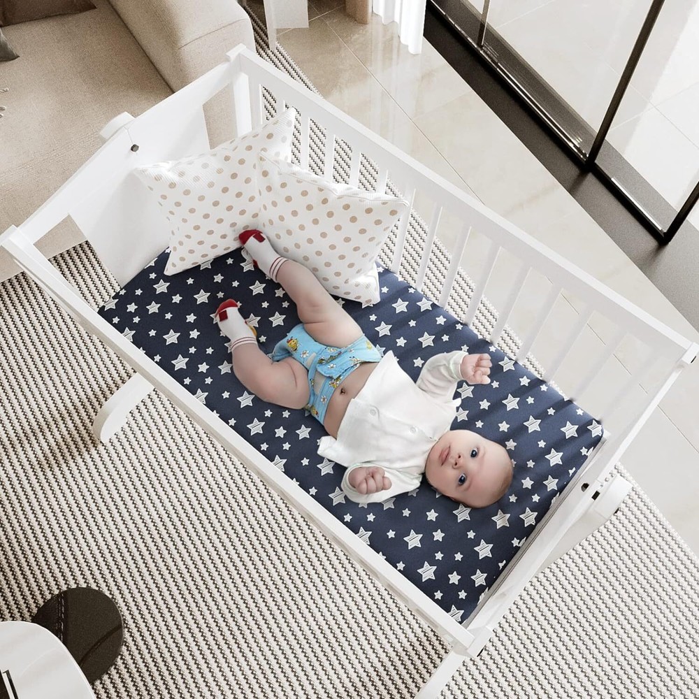 Bassinet Sheets Set 4 Pack for Baby Boy, sheet (32"X17"), Navy