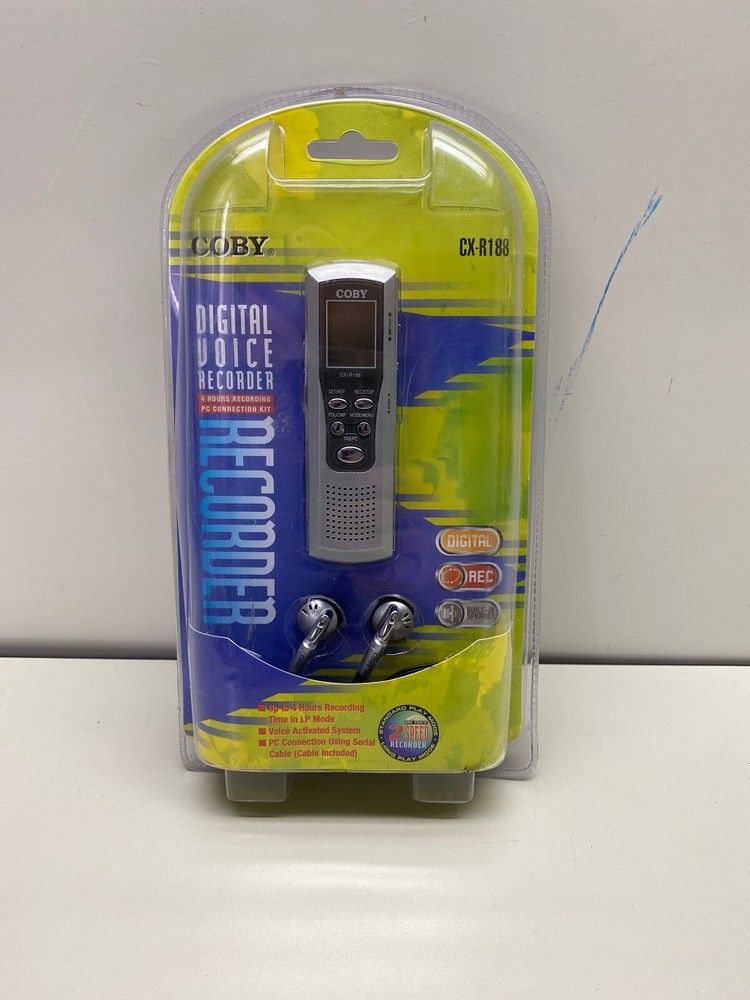 COBY Recorder Silver Digital Voice 4 Hours PC Connection Model CX-R188 NEW