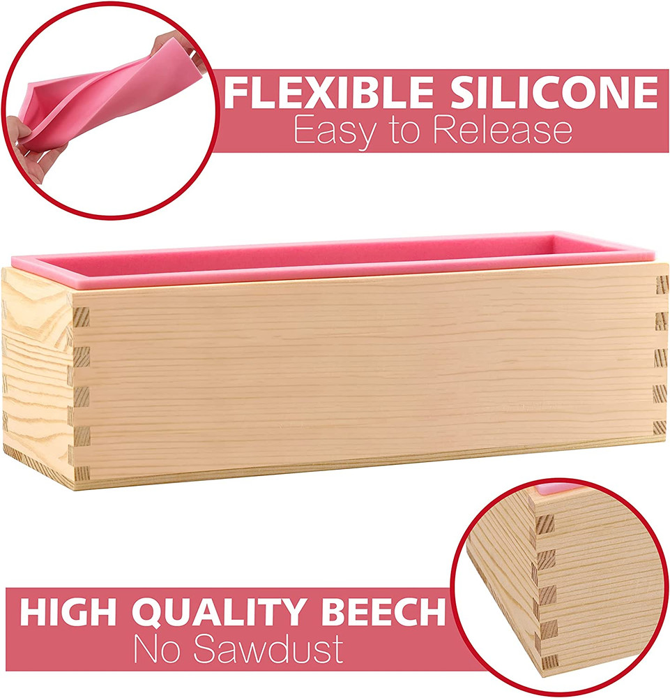 Rectangular Soap Mold Kit with Cutter- 42Oz Flexible Silicone Loaf Soap Mold wit