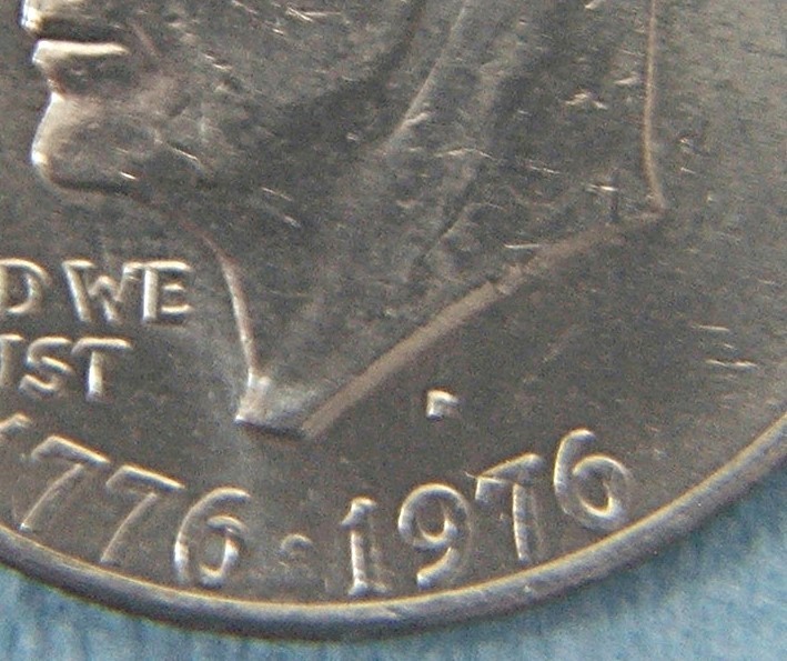 1776-1976-D Eisenhower Silver Dollar with error - mint mark filled in error